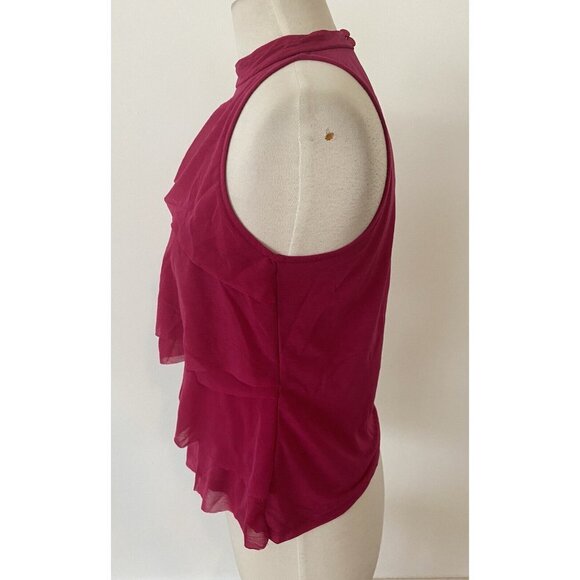 3/$15 SALE - Women’s Worthington Sleeveless Ruffle Top PM Fuchsia Pink - Picture 2 of 8